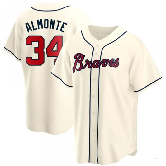 Atlanta Braves #34 AbGeneric169m Almonte Cream Alternate Jersey Stitches Baseball Jerseys
