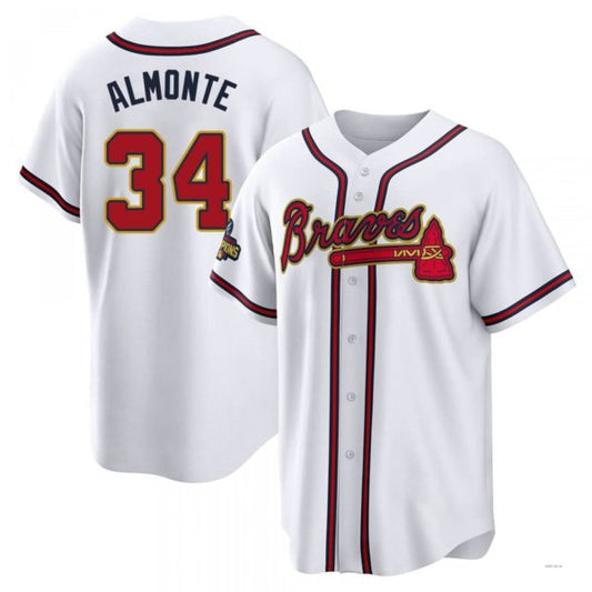 Atlanta Braves #34 AbGeneric169m Almonte Gold White 2022 Program Jersey Stitches Baseball Jerseys