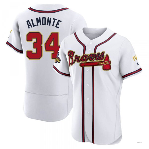 Atlanta Braves #34 AbGeneric169m Almonte Gold White 2022 Program Jersey Stitches Baseball Jerseys
