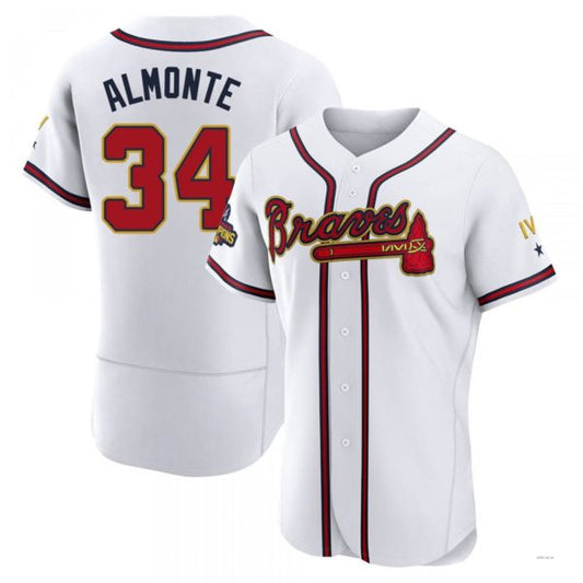 Atlanta Braves #34 AbGeneric169m Almonte Gold White 2022 Program Jersey Stitches Baseball Jerseys