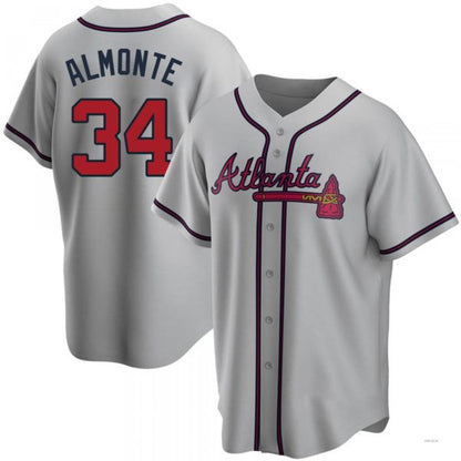 Atlanta Braves #34 AbGeneric169m Almonte Gray Road Jersey Stitches Baseball Jerseys