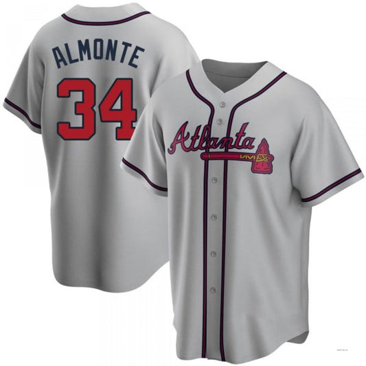 Atlanta Braves #34 AbGeneric169m Almonte Gray Road Jersey Stitches Baseball Jerseys