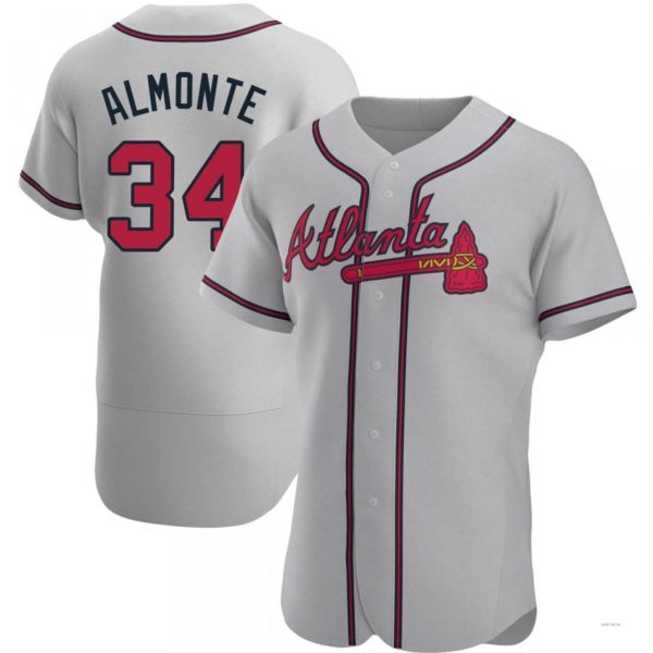 Atlanta Braves #34 AbGeneric169m Almonte Gray Road Jersey Stitches Baseball Jerseys