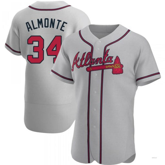 Atlanta Braves #34 AbGeneric169m Almonte Gray Road Jersey Stitches Baseball Jerseys