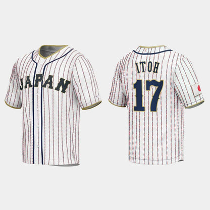 #17 HIROMI ITOH JAPAN BASEBALL 2023 WORLD BASEBALL CLASSIC JERSEY ¨C WHITE Stitches Baseball Jerseys