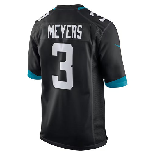 J.Jaguars #3 Jakobi Meyers Black Alternate Game American Football Jersey