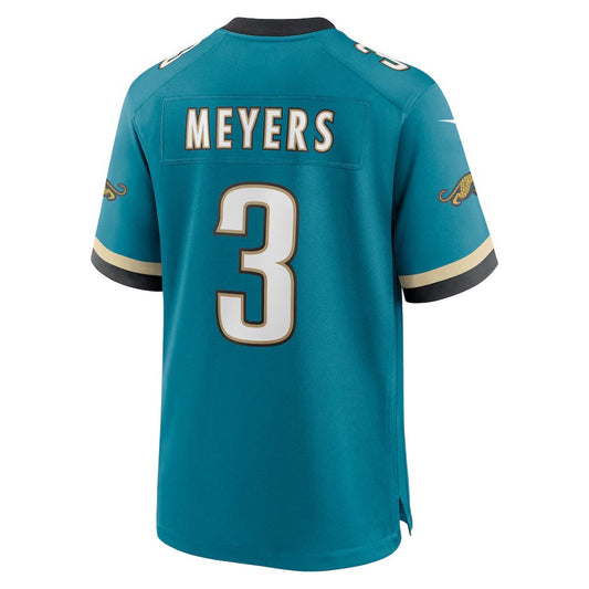 J.Jaguars #3 Jakobi Meyers Teal Alternate 2 Prowler Throwback Game American Football Jersey