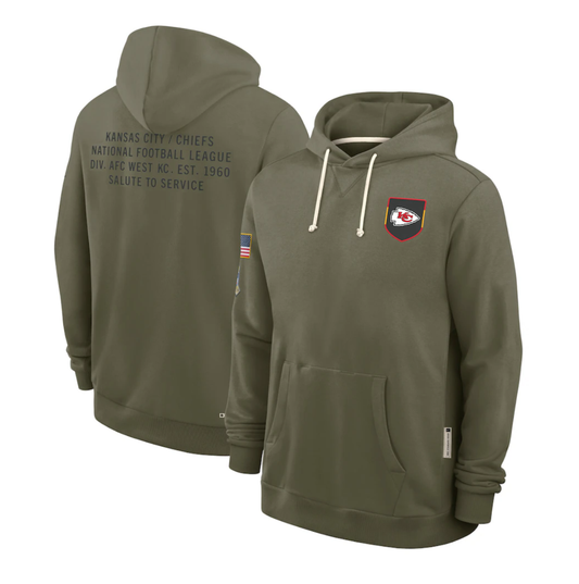 KC.Chiefs Olive 2025 Salute to Service Sideline Standard Issue Dri-FIT Hoodie Stitched American Football Jerseys