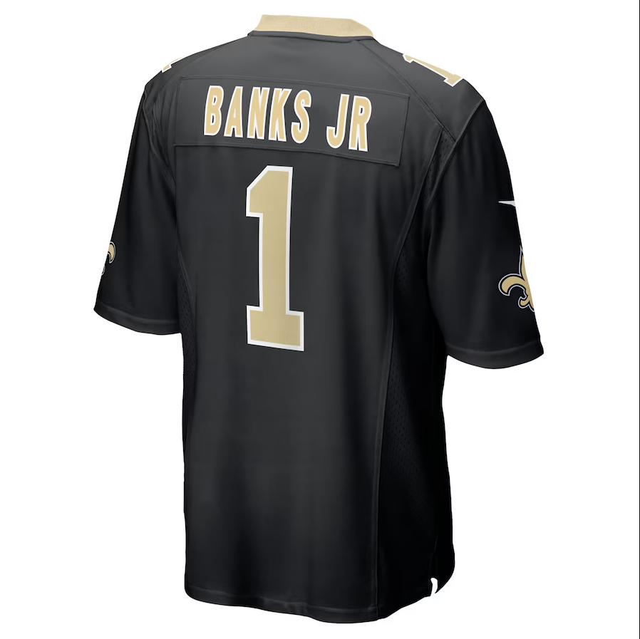 NO. Saints #1 Kelvin Banks Jr. Black 2025 Draft First Round Pick Game Stitched American Football Jersey