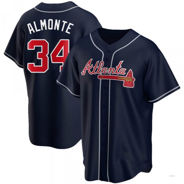 Atlanta Braves #34 AbGeneric169m Almonte Navy Alternate Jersey Stitches Baseball Jerseys