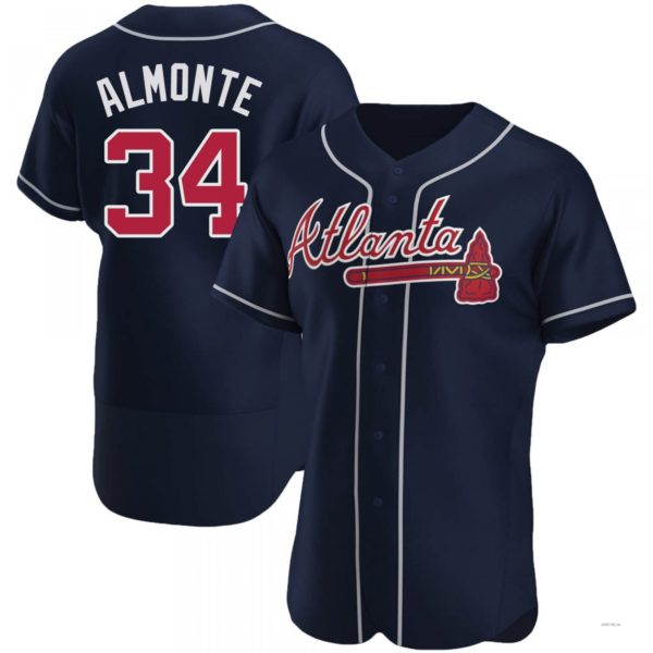 Atlanta Braves #34 AbGeneric169m Almonte Navy Alternate Jersey Stitches Baseball Jerseys