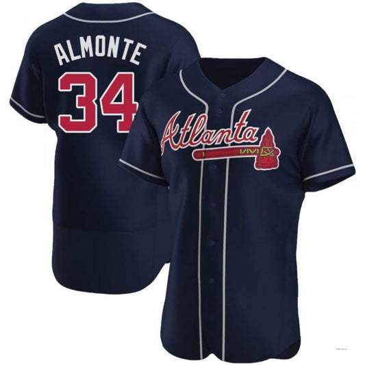 Atlanta Braves #34 AbGeneric169m Almonte Navy Alternate Jersey Stitches Baseball Jerseys