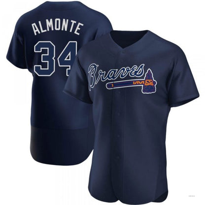 Atlanta Braves #34 AbGeneric169m Almonte Navy Alternate Team Name Jersey Stitches Baseball Jerseys