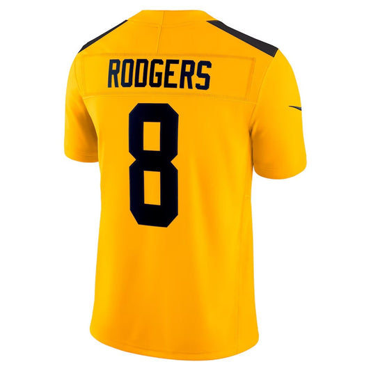 P.Steelers #8 Aaron Rodgers Gold Alternate Vapor F.U.S.E. Limited Stitched American Football Jerseys