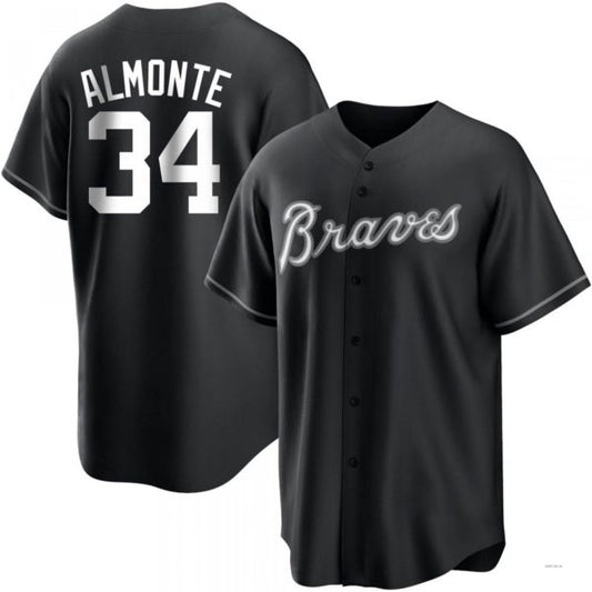 Atlanta Braves #34 AbGeneric169m Almonte White Black/ Jersey Stitches Baseball Jerseys