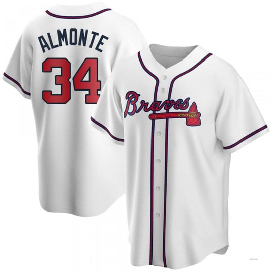 Atlanta Braves #34 AbGeneric169m Almonte  White Home Jersey Stitches Baseball Jerseys