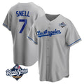 Los Angeles Dodgers #7 Blake Snell Player Gray CLOTHIN World Series Road Game Stitched Jerseys