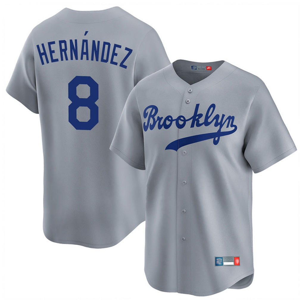 Los Angeles Dodgers #8 Enrique Hern¨¢ndez Player Gray CLOTHIN Game Limited Home Stitched Jerseys