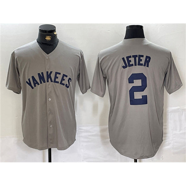New York Yankees #2 Derek Jeter Gray CLOTHIN Cool Base Stitched Jersey