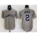 New York Yankees #2 Derek Jeter Gray CLOTHIN Cool Base Stitched Jersey