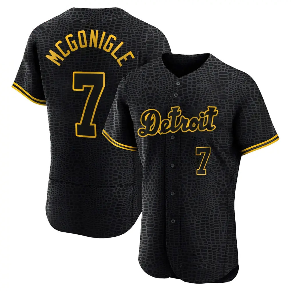 Detroit Tigers #7 Kevin McGonigle Player Black CLOTHIN Snake Skin City Limited Elite Home Stitched Jerseys