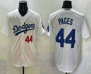 Los Angeles Dodgers #44 Andy Pages Number White CLOTHIN Cool Base Stitched Jersey