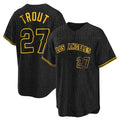Los Angeles Angels #27 Mike Trout Player Black CLOTHIN Snake Skin City Game Home Stitched Jerseys