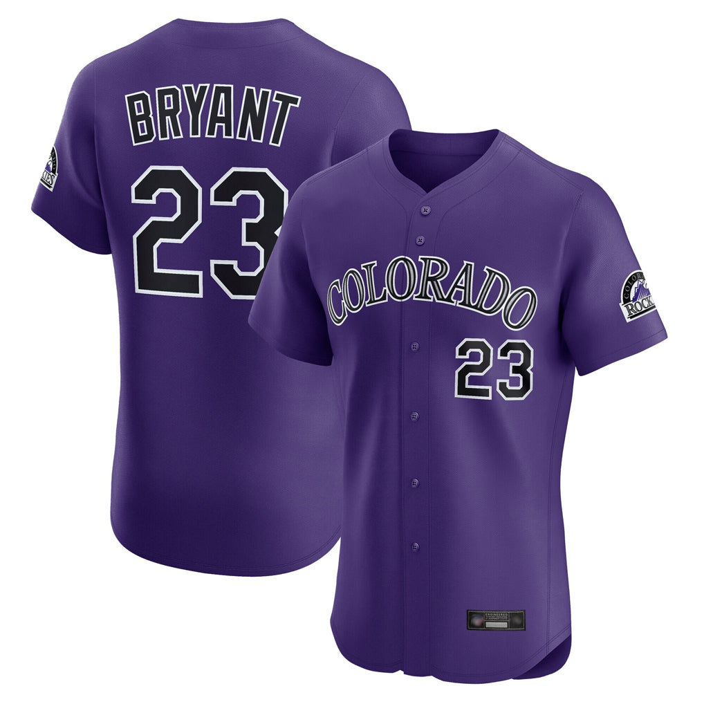 Colorado Rockies #23 Kris Bryant Player Purple CLOTHIN Limited Elite Home Stitched Jerseys