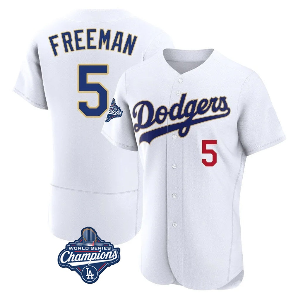 Los Angeles Dodgers #5 Freddie Freeman Player Gold White CLOTHIN World Series Meet 2026 Collection Stadium Limited Elite Stitched Jerseys