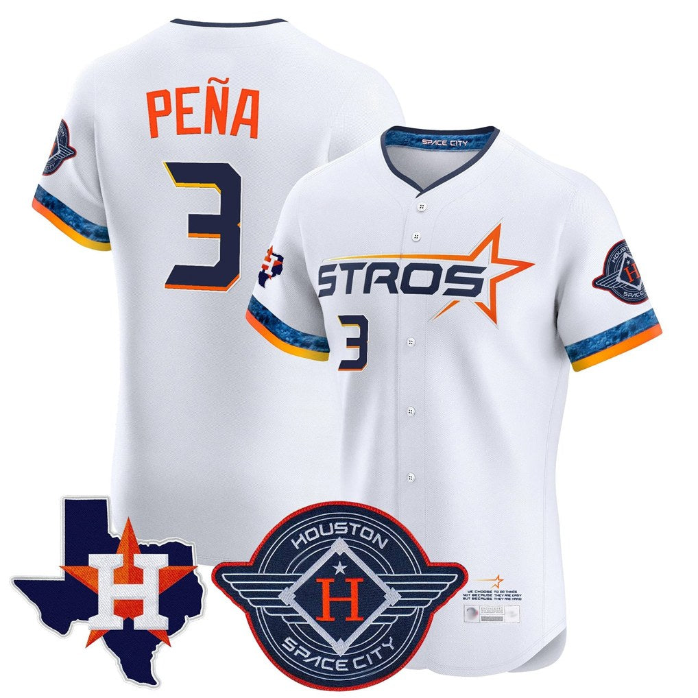 Houston Astros #3 Jeremy Pena Player White CLOTHIN City Connect Texas Patch Vapor Premier Limited Elite Home Stitched Jerseys