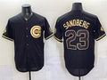 Chicago Cubs #23 Ryne Sandberg Black Gold CLOTHIN 150th Anniversary Patch Stitched Jersey