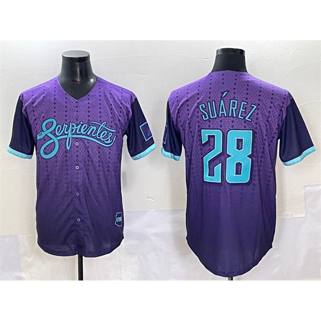 Arizona Diamondbacks #28 Eugenio Su¨¢rez Purple CLOTHIN 2025 City Connect Limited Stitched Jersey