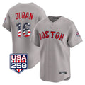 Boston Red Sox #16 Jarren Duran Player Gray CLOTHIN Road USA 250 Fourth of July Limited Home Game Stitched Jerseys