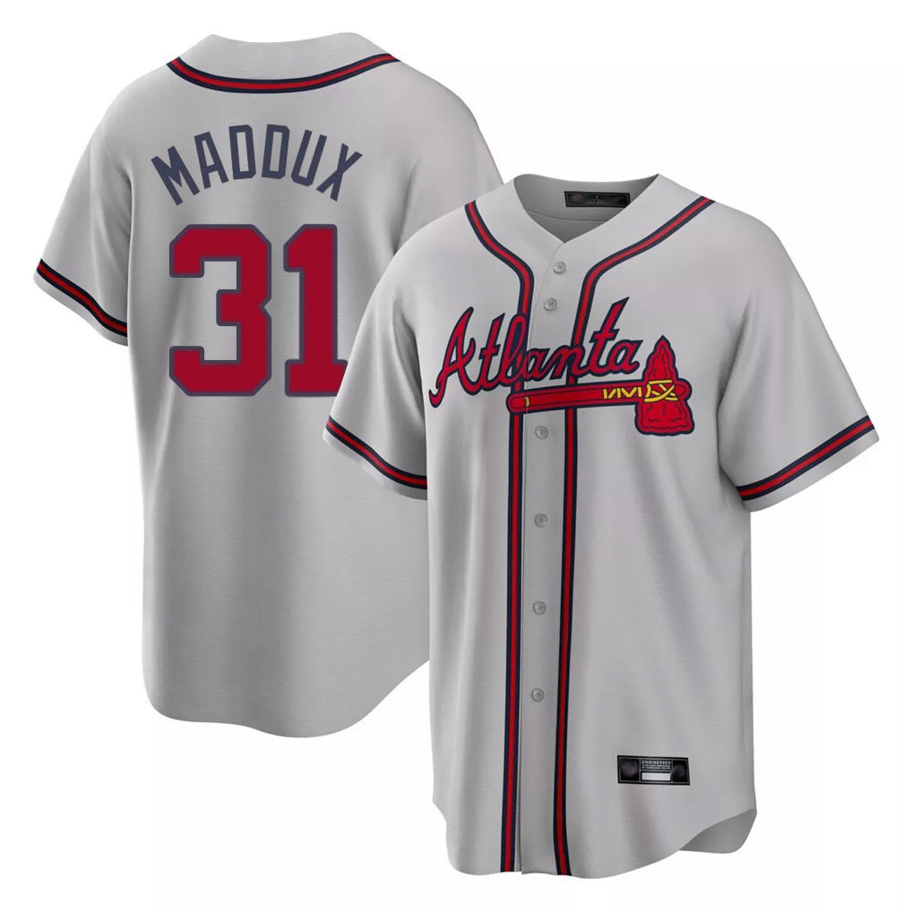 Atlanta Braves #31 Greg Maddux Player Gray CLOTHIN Home Game Stitched Jerseys