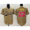 San Diego Padres #22 Juan Soto Tan CLOTHIN Pinstripe 2023 City Connect Cool Base Stitched Jersey 2