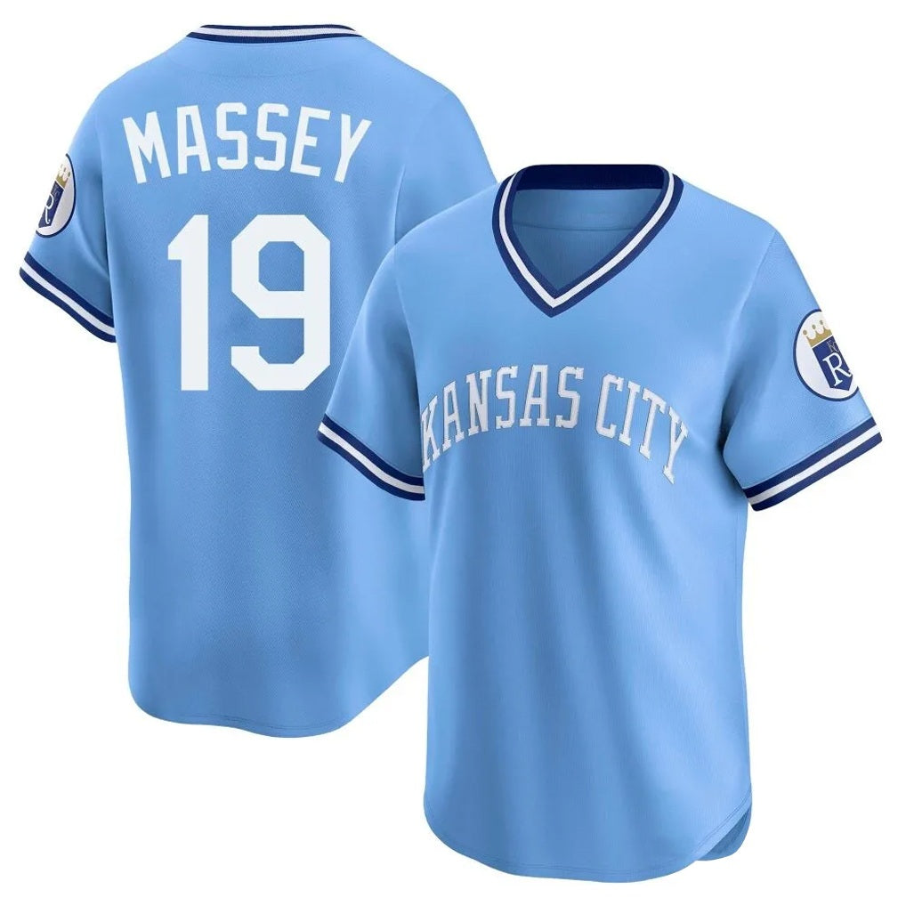 Kansas City Royals #19 Michael Massey Player Light Blue CLOTHIN Limited Throwback Cooperstown Collection T-shirt Stitched Jerseys