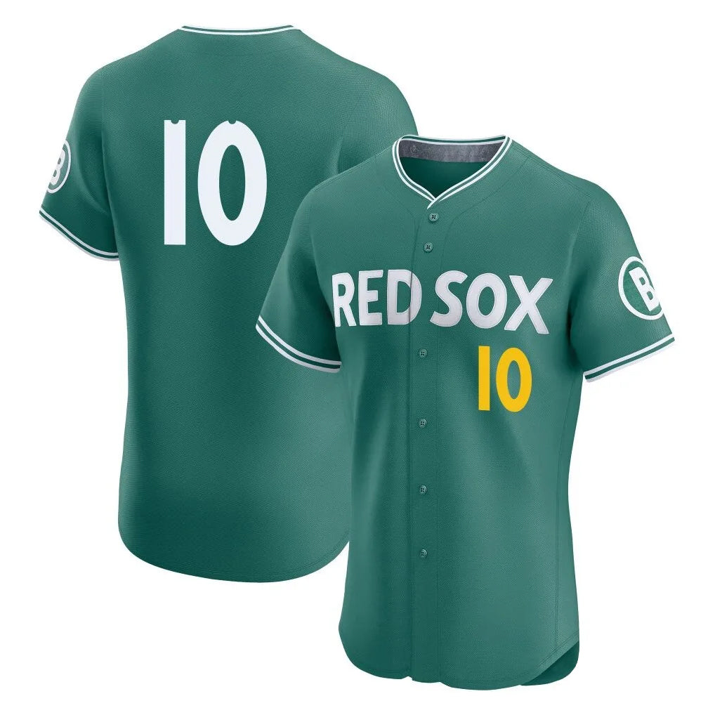 Boston Red Sox #10 Trevor Story Player Green CLOTHIN City Connect Limited Elite Home Game Stitched Jerseys1