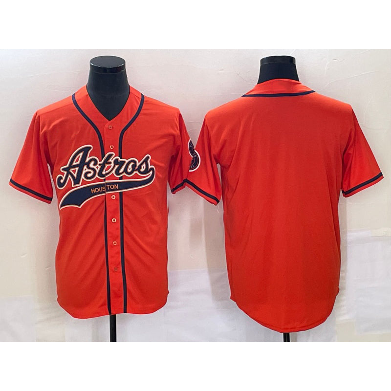 Houston Astros Blank Number Orange CLOTHIN With Patch Cool Base Stitched Jersey