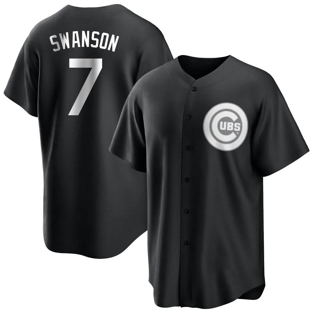Chicago Cubs #7 Dansby Swanson Player Black CLOTHIN Game Stitched Jerseys