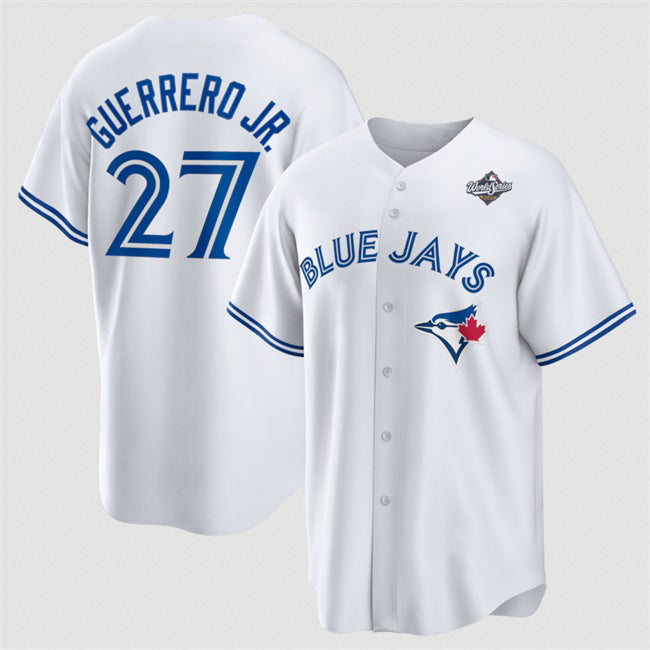Toronto Blue Jays #27 Vladimir Guerrero Jr. White CLOTHIN 2025 World Series Home Cool Base Stitched Jersey