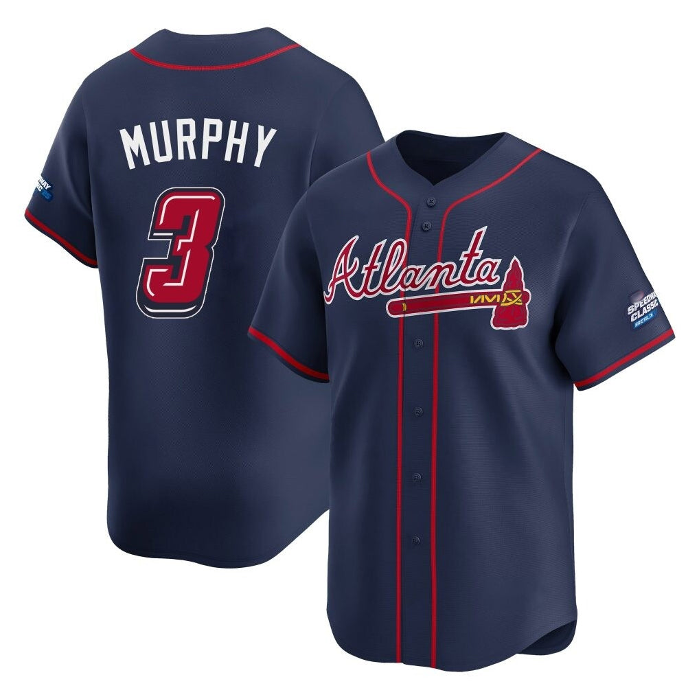 Atlanta Braves #3 Dale Murphy Player Navy CLOTHIN 2025 Speedway Classic Home Game Stitched Jerseys