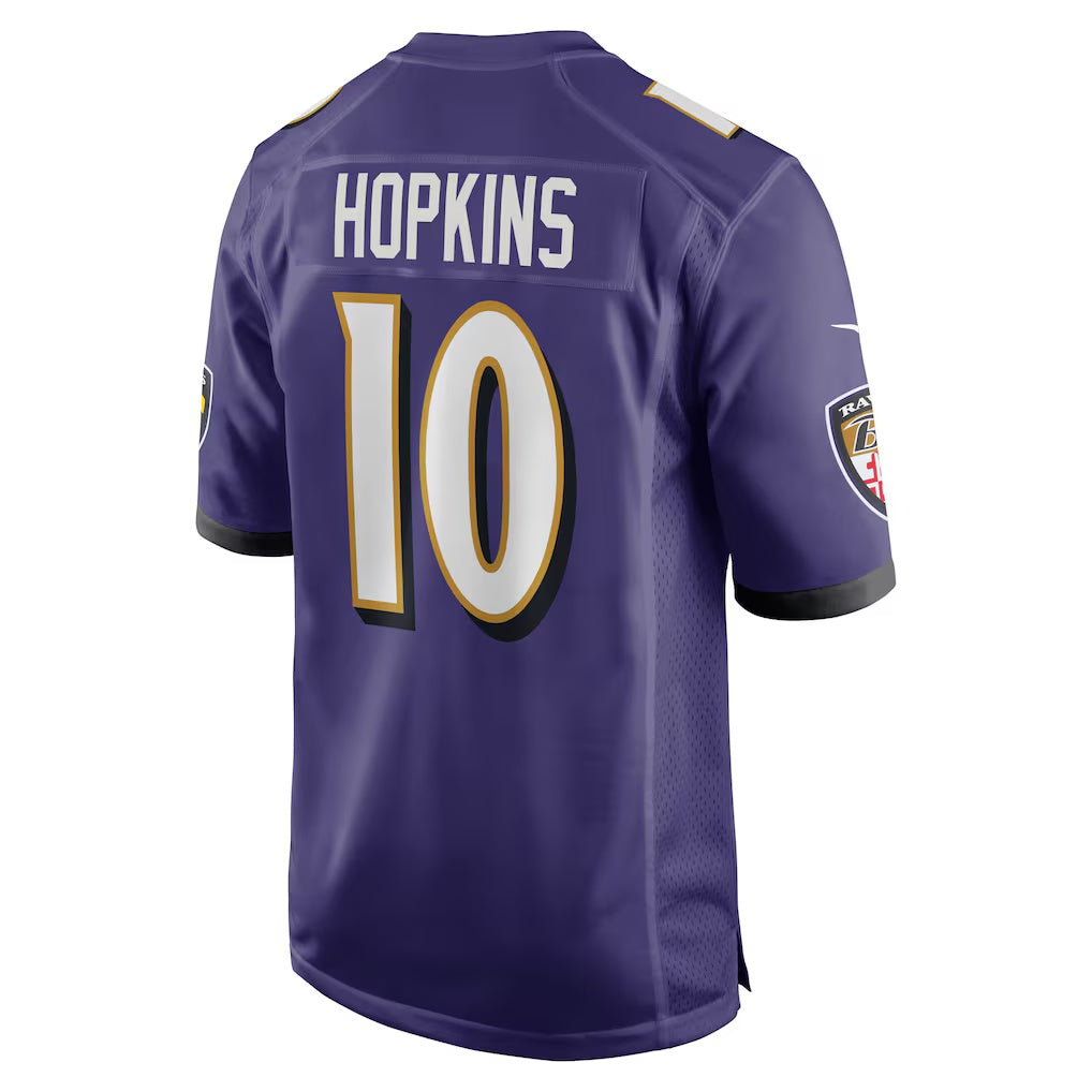B.Ravens #10 DeAndre Hopkins Purple CLOTHIN Team Game Jersey