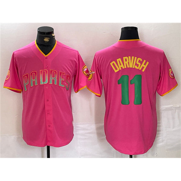 San Diego Padres #11 Yu Darvish Pink CLOTHIN Cool Base Stitched Jersey