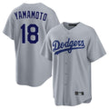 Los Angeles Dodgers #18 Yoshinobu Yamamoto Player Gray CLOTHIN Game Stitched Jerseys