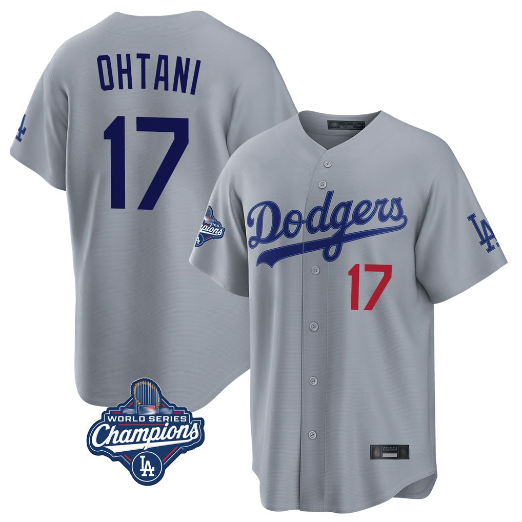 Los Angeles Dodgers #17 Shohei Ohtani Player Gray CLOTHIN World Series Meet Game Home Stitched Jerseys