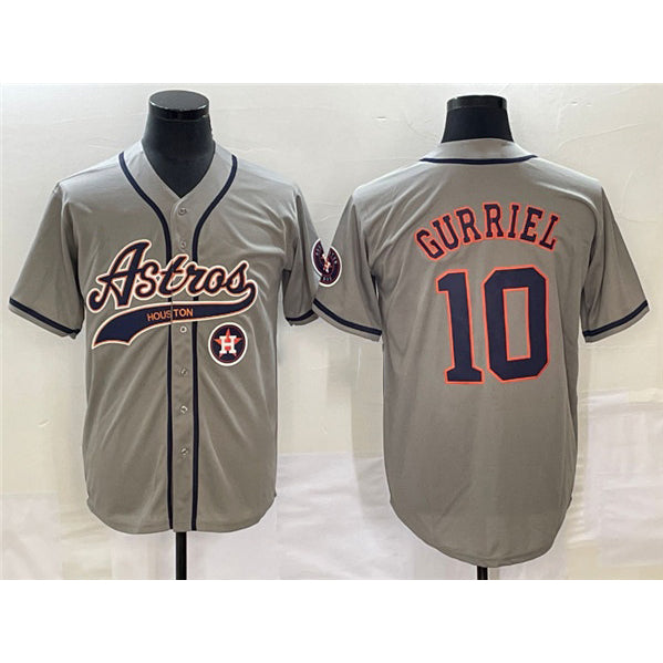 Houston Astros #10 Yuli Gurriel Gray CLOTHIN With Patch Cool Base Stitched Jersey