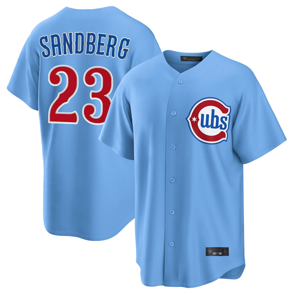 Chicago Cubs #23 Ryne Sandberg Player Light Blue CLOTHIN Home Game Stitched Jerseys