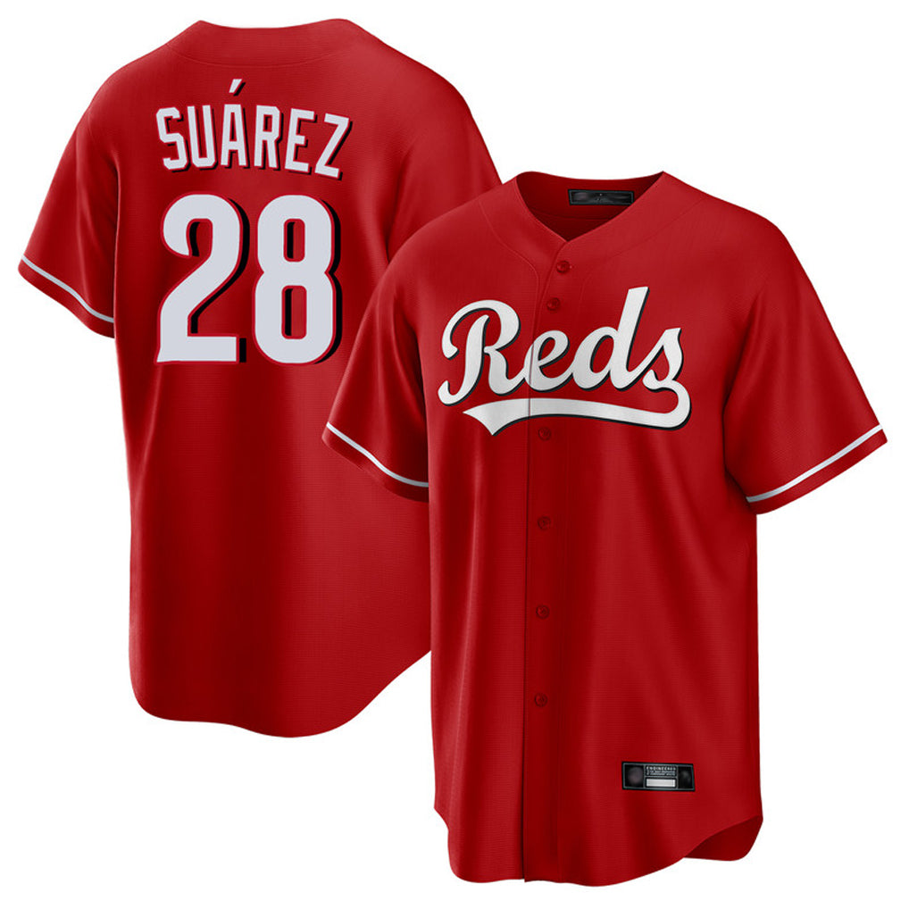 Cincinnati Reds #28 Eugenio Su¨¢rez Player Red CLOTHIN Home Game Stitched Jerseys