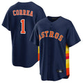Houston Astros #1 Carlos Correa Player Navy CLOTHIN Home Game Stitched Jerseys