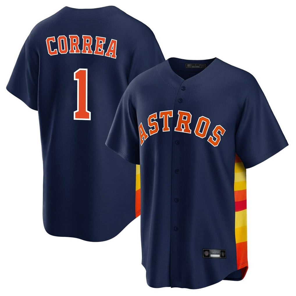 Houston Astros #1 Carlos Correa Player Navy CLOTHIN Home Game Stitched Jerseys